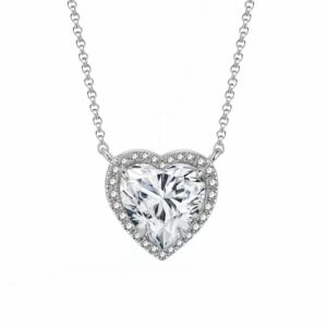 S925 sterling silver necklace heart pendant clavicle chain