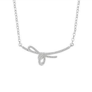 S925 sterling silver necklace bow pendant clavicle chain