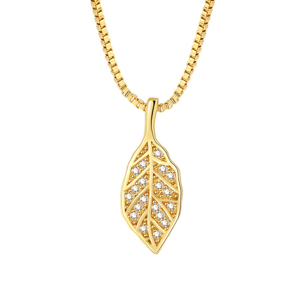 S925 sterling silver necklace leaf pendant clavicle chain