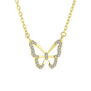 S925 sterling silver necklace butterfly pendant clavicle chain