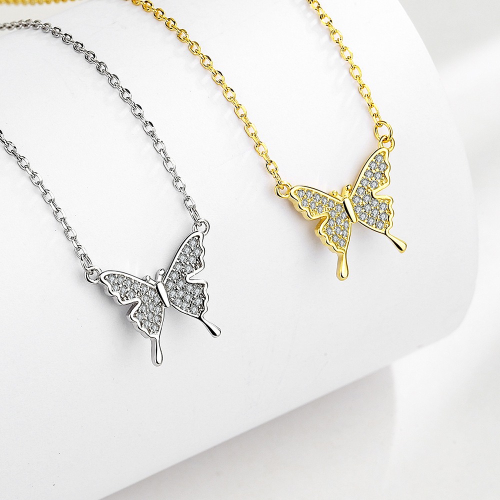 S925 sterling silver necklace butterfly pendant clavicle chain - Image 6