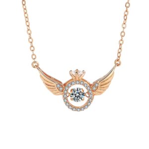 S925 sterling silver necklace angel wings pendant clavicle chain