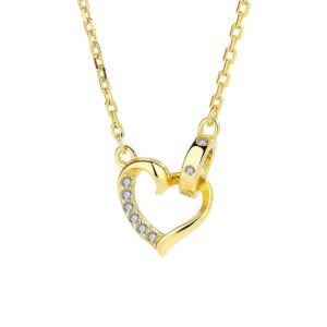 S925 sterling silver necklace heart pendant clavicle chain