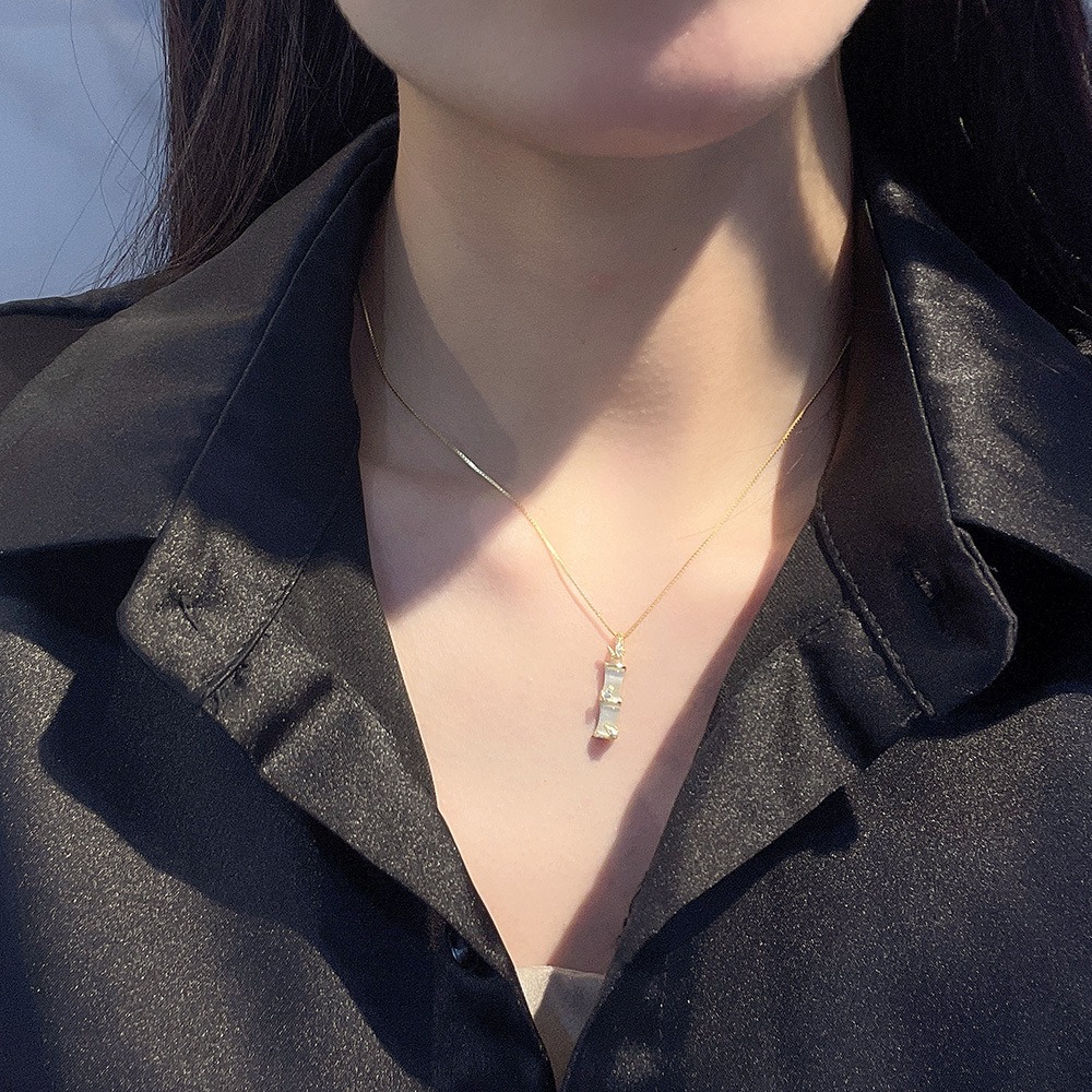 S925 sterling silver necklace bamboo pendant clavicle chain - Image 4