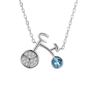 S925 sterling silver necklace bicycle pendant clavicle chain