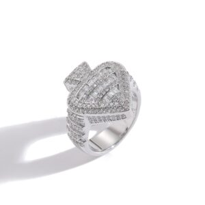 Hip Hop Copper Inlaid Zircon Ring 20mm*17mm Heart Couple Ring