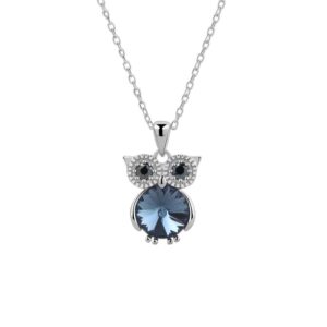 S925 sterling silver necklace owl pendant clavicle chain