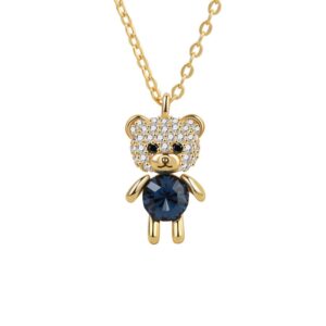 S925 sterling silver necklace bear doll pendant clavicle chain