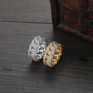 Hip Hop Ring Copper Set Zircon 11mm Cuban Ring Women's rings