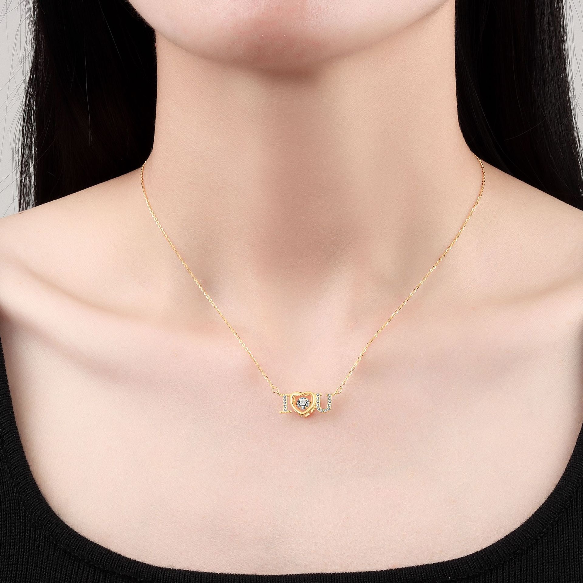 S925 sterling silver necklace I love you pendant clavicle chain - Image 4