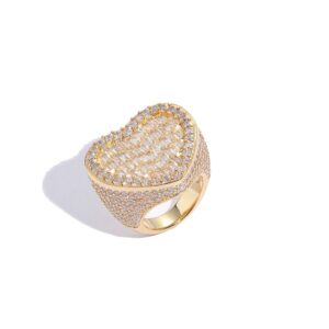 Hip Hop copper inlaid zircon ring 26mm*29mm heart-shaped women's ring