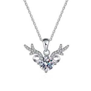 S925 sterling silver necklace GRA moissanite deer head pendant clavicle chain