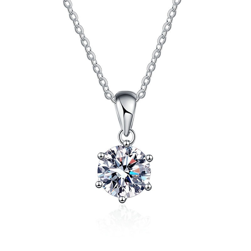 S925 sterling silver necklace GRA Moissanite 1 carat pendant clavicle chain