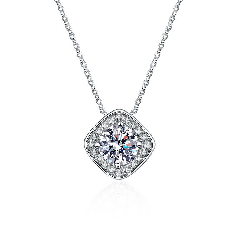 S925 sterling silver necklace GRA Moissanite 1 carat pendant clavicle chain