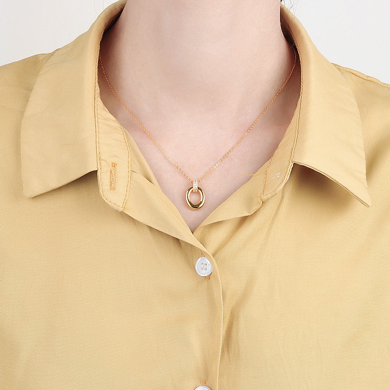 S925 sterling silver necklace geometric pendant clavicle chain - Image 5