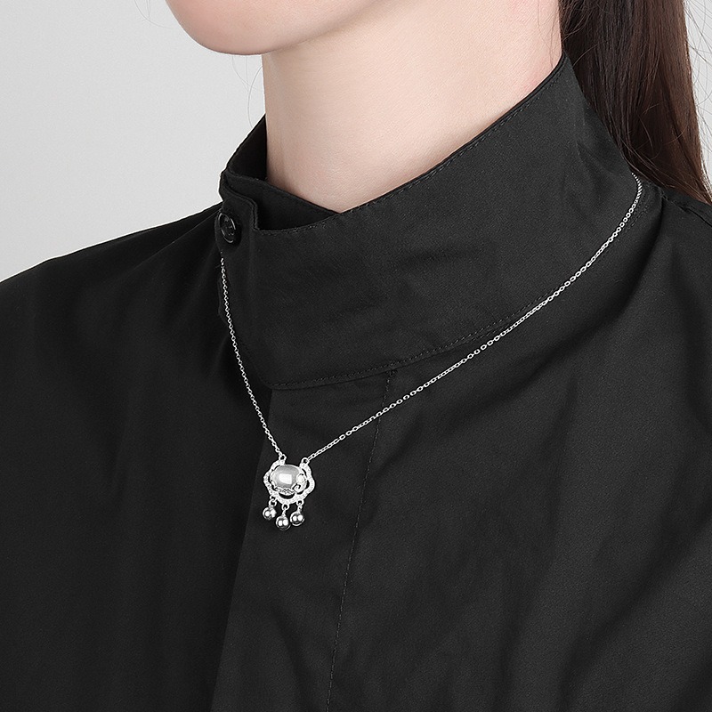 S925 sterling silver necklace and Tian Yu Ping An lock pendant clavicle chain - Image 5