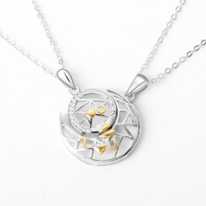 S925 sterling silver necklace sun moon couple pendant clavicle chain