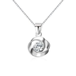 S925 sterling silver necklace geometric pendant box chain