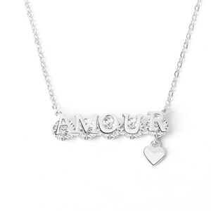 S925 sterling silver necklace letter pendant clavicle chain
