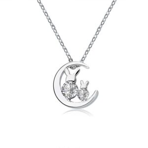 S925 sterling silver necklace rabbit pendant clavicle chain