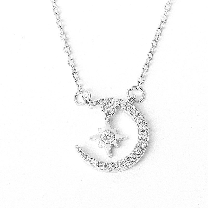 S925 sterling silver necklace star pendant clavicle chain