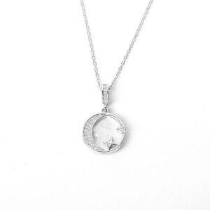 S925 sterling silver necklace mother-of-pearl star moon pendant clavicle chain