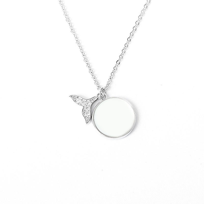 S925 sterling silver necklace hollow fishtail pendant clavicle chain