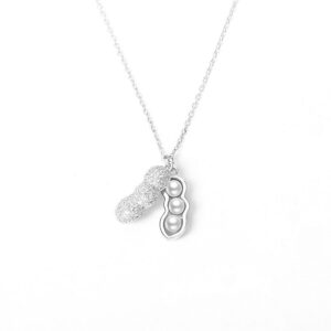 S925 sterling silver necklace peanut pendant clavicle chain