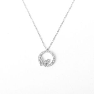 S925 sterling silver necklace butterfly pendant clavicle chain