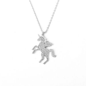 S925 sterling silver necklace unicorn pendant clavicle chain