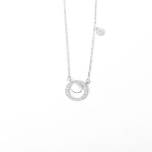 S925 sterling silver necklace double circle pendant clavicle chain