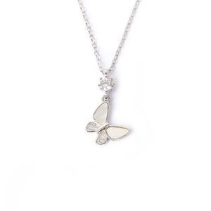S925 sterling silver necklace mother-of-pearl butterfly pendant clavicle chain