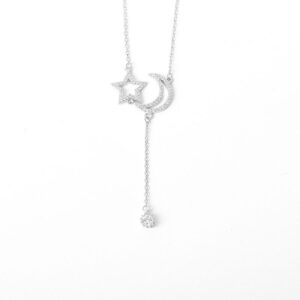 S925 sterling silver necklace star moon pendant clavicle chain