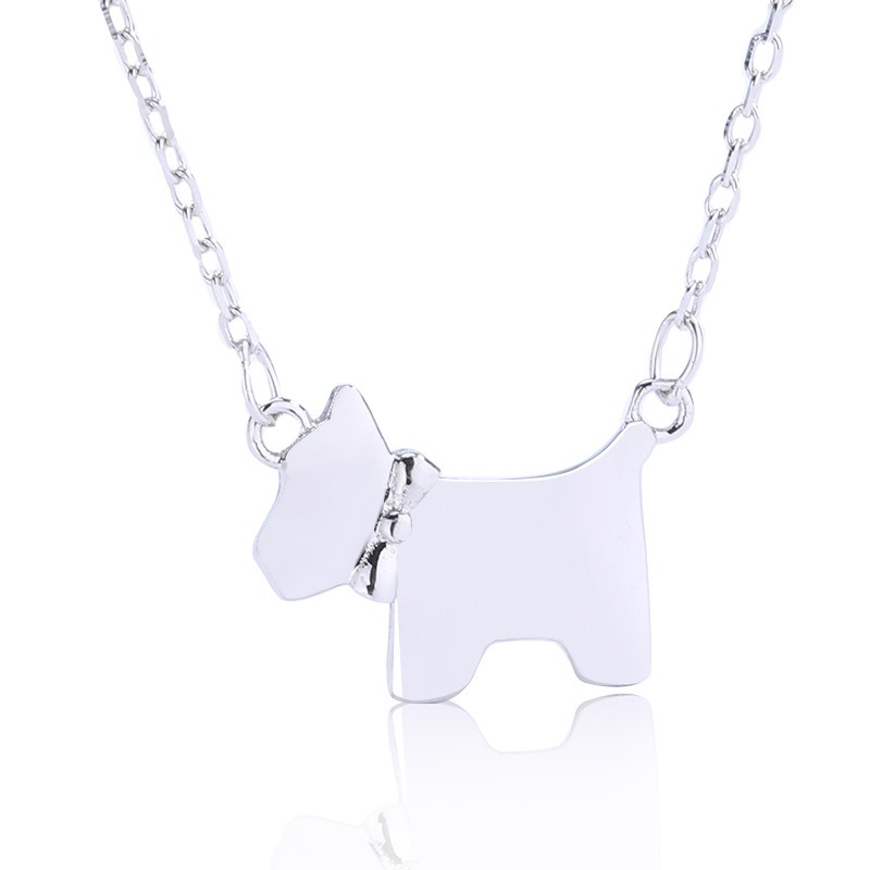S925 sterling silver necklace glossy puppy pendant clavicle chain