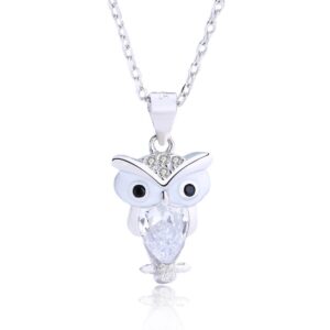S925 sterling silver necklace owl pendant clavicle chain