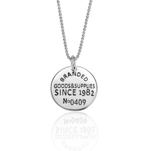 S925 sterling silver necklace letter medallion pendant clavicle chain