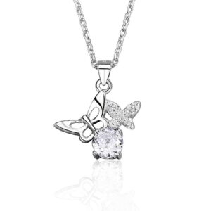 S925 sterling silver necklace butterfly pendant clavicle chain