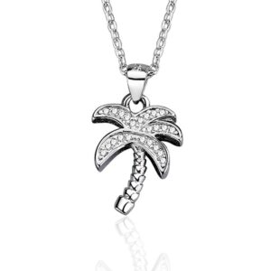 S925 sterling silver necklace coconut tree pendant clavicle chain