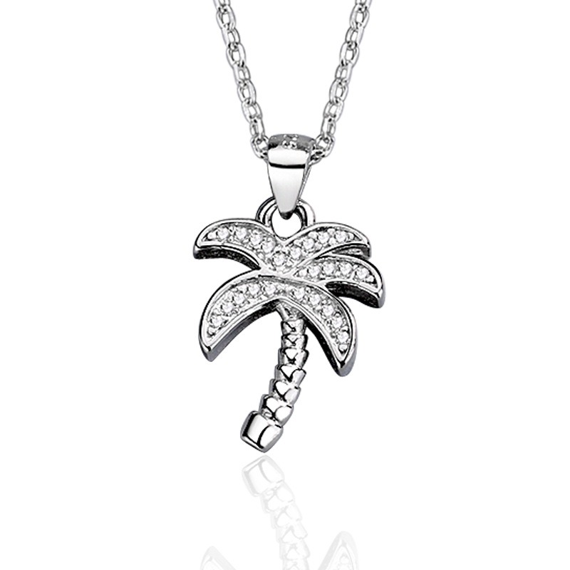 S925 sterling silver necklace coconut tree pendant clavicle chain