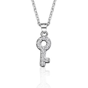 S925 sterling silver necklace key pendant clavicle chain