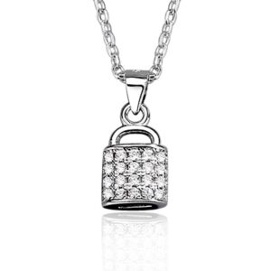 S925 sterling silver necklace lock pendant clavicle chain