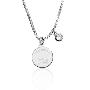 S925 sterling silver necklace lock letter medallion pendant clavicle chain