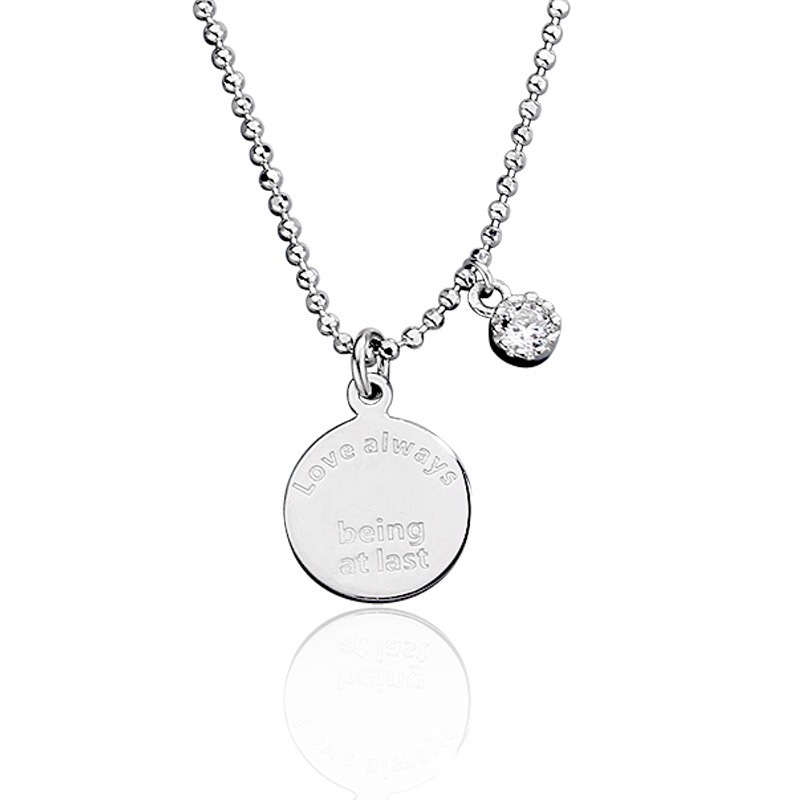S925 sterling silver necklace lock letter medallion pendant clavicle chain