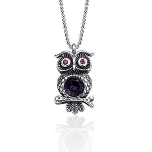 S925 sterling silver necklace lock owl pendant clavicle chain