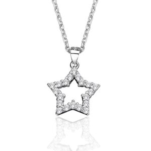 S925 sterling silver necklace lock star pendant clavicle chain