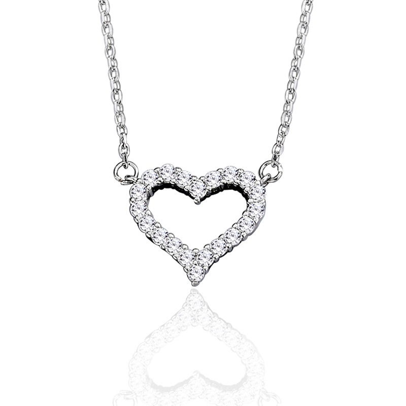S925 sterling silver necklace heart pendant clavicle chain