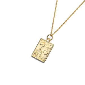 S925 sterling silver necklace square card pendant clavicle chain