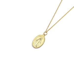 S925 sterling silver necklace oval Madonna pendant clavicle chain