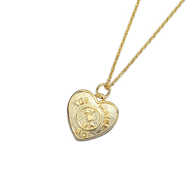 S925 sterling silver necklace double-sided embossed pendant clavicle chain