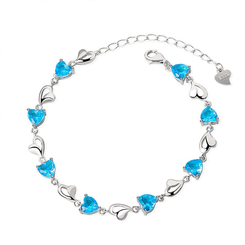 S925 sterling silver bracelet heart shape
